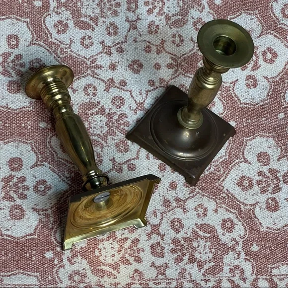 Vintage Brass Candlesticks Pair - Picture 8 of 11
